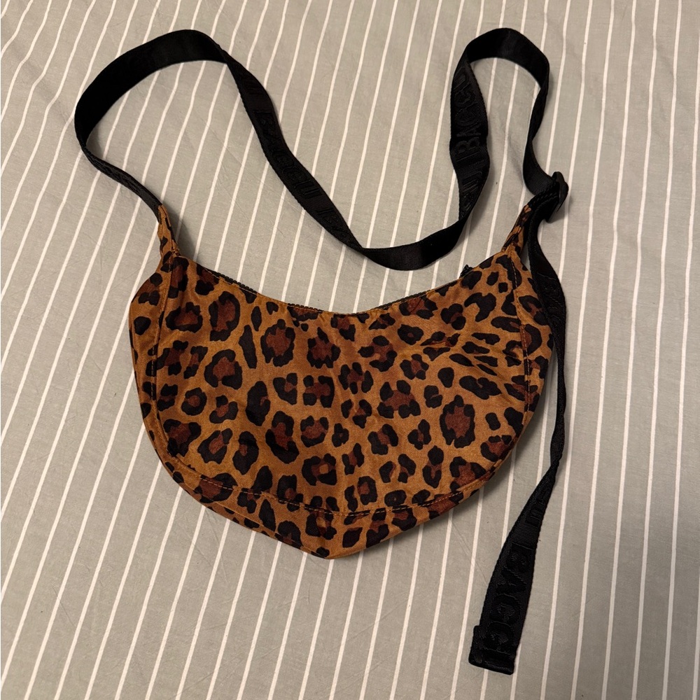 Baggu Small Leopard Nylon Crescent Bag